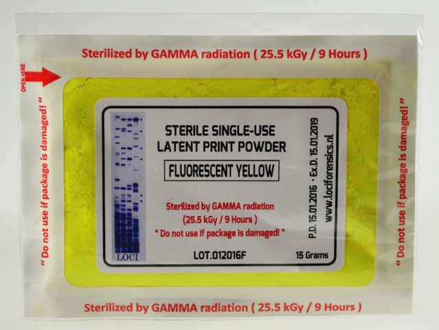 Single Use DNA-Free (Gamma) Fluorescent Yellow Powder, 15 grams, 5 x 1 pcs