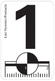 White adhesive sticker with black print number 1 and recon and 20mm scale, 100 pcs