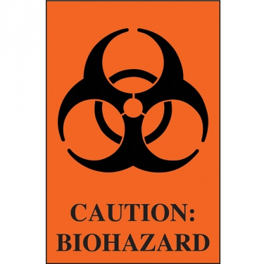 Caution - Biohazard Labels, 100 pcs