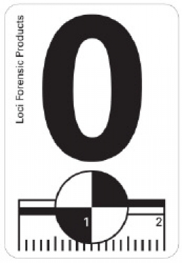 White adhesive sticker with black print number 0 and recon and 20mm scale, 100 pcs