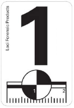 White adhesive sticker with black print number 1 and recon and 20mm scale, 100 pcs
