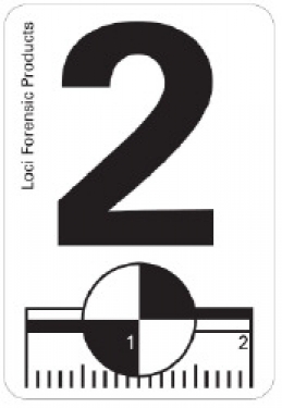 White adhesive sticker with black print number 2 and recon and 20mm scale, 100 pcs