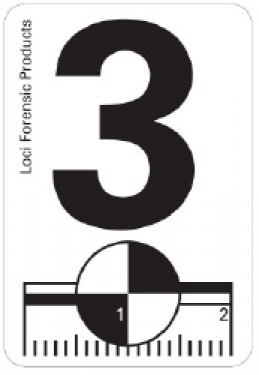 White adhesive sticker with black print number 3 and recon and 20mm scale, 100 pcs