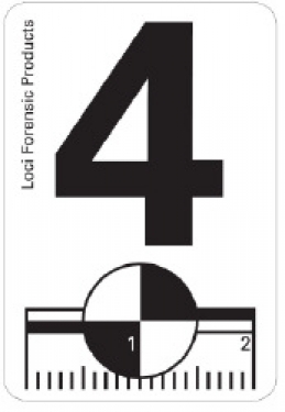 White adhesive sticker with black print number 4 and recon and 20mm scale, 100 pcs