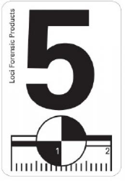 White adhesive sticker with black print number 5 and recon and 20mm scale, 100 pcs