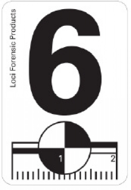 White adhesive sticker with black print number 6 and recon and 20mm scale, 100 pcs