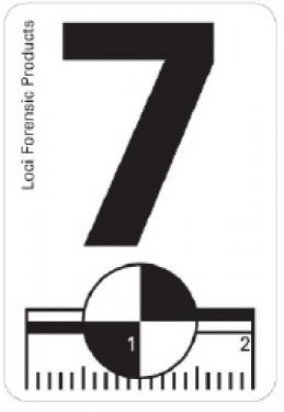 White adhesive sticker with black print number 7 and recon and 20mm scale, 100 pcs